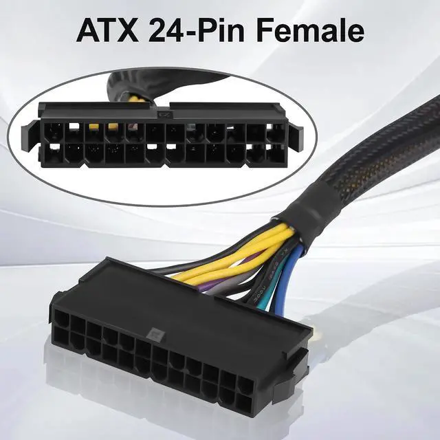Alt view image 3 of 7 - 24 Pin to 14 Pin ATX PSU Power Adapter Cable 18AWG Braided Sleeved Cord Compatible with M92P/M93P/H530/Q77/B75 & ThinkServer TS140 for Motherboard(30cm/11.8in)