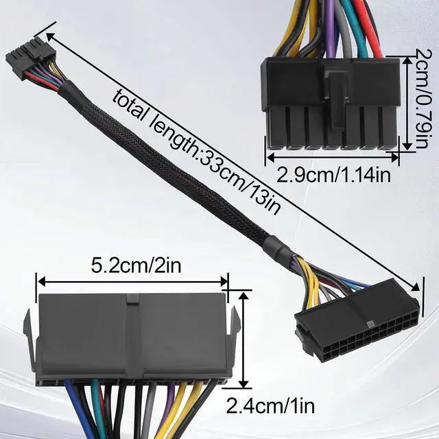 Alt view image 4 of 7 - 24 Pin to 14 Pin ATX PSU Power Adapter Cable 18AWG Braided Sleeved Cord Compatible with M92P/M93P/H530/Q77/B75 & ThinkServer TS140 for Motherboard(30cm/11.8in)