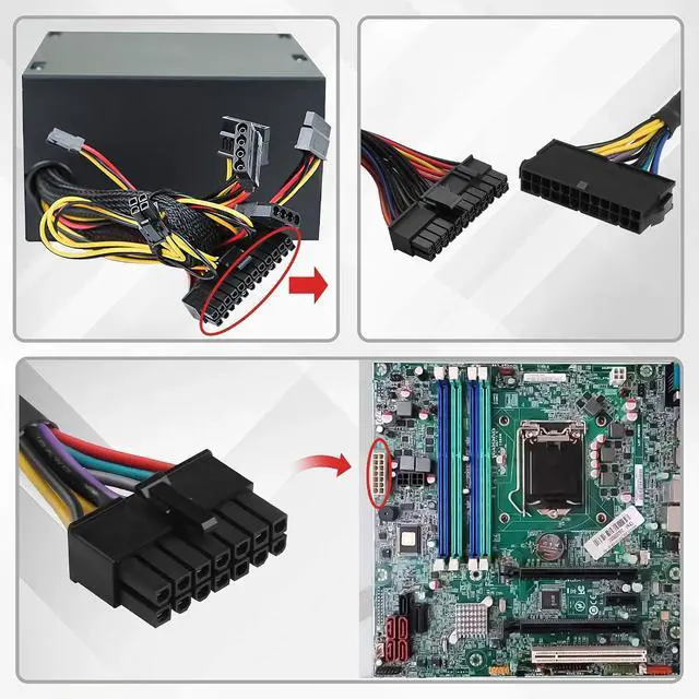 Alt view image 5 of 7 - 24 Pin to 14 Pin ATX PSU Power Adapter Cable 18AWG Braided Sleeved Cord Compatible with M92P/M93P/H530/Q77/B75 & ThinkServer TS140 for Motherboard(30cm/11.8in)