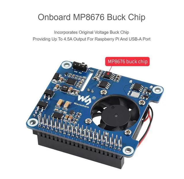 Alt view image 7 of 7 - Power Over Ethernet (PoE) HAT for Raspberry Pi 4B/3B+, 802.3af/at PoE Network Standard, 5V USB-A&12V Header Outputs, PoE HAT Onboard Cooling Fan and MP8676 Buck Chip, Isolated