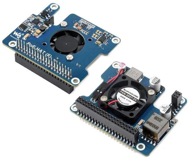 Main image of POE Power Over Ethernet HAT for Raspberry Pi 5, IEEE 802.3af/at PoE Network Standard, Onboard 5V & 12V Header Outputs, with Cooling Fan and Metal Heatsink