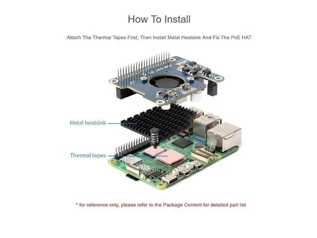 Alt view image 5 of 6 - POE Power Over Ethernet HAT for Raspberry Pi 5, IEEE 802.3af/at PoE Network Standard, Onboard 5V & 12V Header Outputs, with Cooling Fan and Metal Heatsink