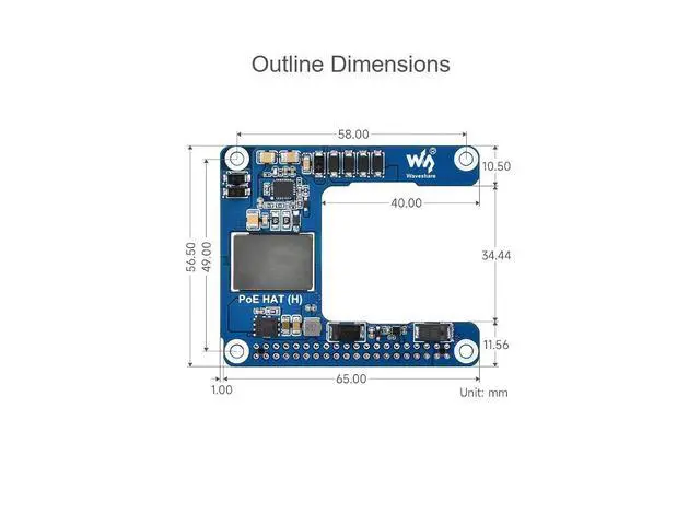 Alt view image 7 of 7 - Power Over Ethernet (PoE) HAT for Raspberry Pi 5 / CM5, 802.3af/at PoE Network Standard, 5V 5A Output, Isolated Switched-Mode Power Supply, Compatible with Pi5 Official Case and Active Cooler