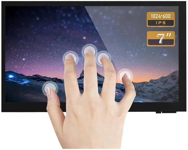 Main image of 7 Inch Capacitive Touchscreen Monitor IPS Display 1024x600 7" HDMI LCD Module for Raspberry Pi 4B/ 3B+/A+/B/ 2B/ B+/A+/ Zero W, Support Windows 10/8.1/8 / 7