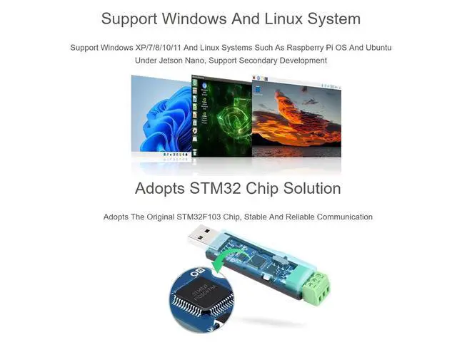 Alt view image 4 of 7 - USB to CAN Adapter Data Analyzer CAN Bus Converter Based on STM32 Chip, Support Windows 11/10/8/7/XP and Raspberry Pi OS/Jetson Nano Ubuntu etc. Linux Systems, with USB Cable