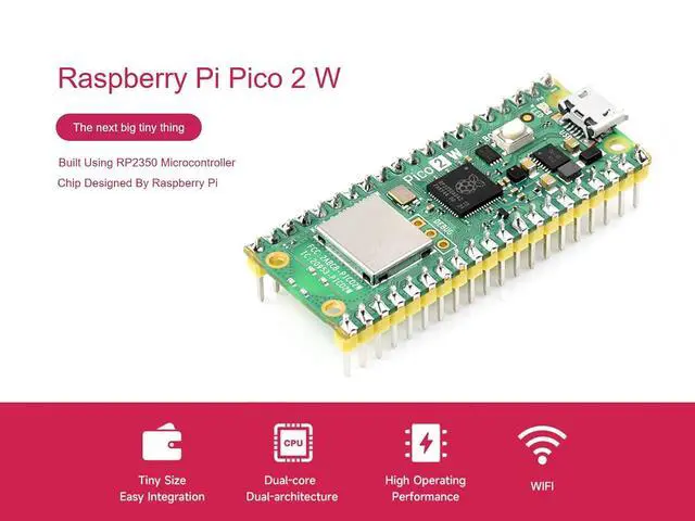 Alt view image 2 of 7 - Pre-soldered Pico 2 W Microcontroller Board Based on Raspberry Pi RP2350 Chip, Adopts Dual-core & Dual-Architecture Design, Support WiFi 4 Wireless and Bluetooth 5.2