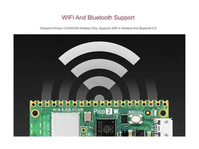 Alt view image 5 of 7 - Pre-soldered Pico 2 W Microcontroller Board Based on Raspberry Pi RP2350 Chip, Adopts Dual-core & Dual-Architecture Design, Support WiFi 4 Wireless and Bluetooth 5.2