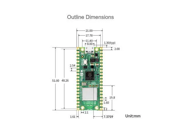 Alt view image 7 of 7 - Pre-soldered Pico 2 W Microcontroller Board Based on Raspberry Pi RP2350 Chip, Adopts Dual-core & Dual-Architecture Design, Support WiFi 4 Wireless and Bluetooth 5.2
