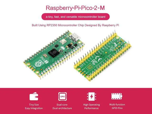 Alt view image 3 of 7 - Pre-soldered Raspberry Pi Pico 2 Microcontroller Board Starter Kit, Based on Rasp Pi RP2350 Microcontroller Chip, with Dual-core and Dual-Architecture Design, Running up to 150 MHz, 4 Items
