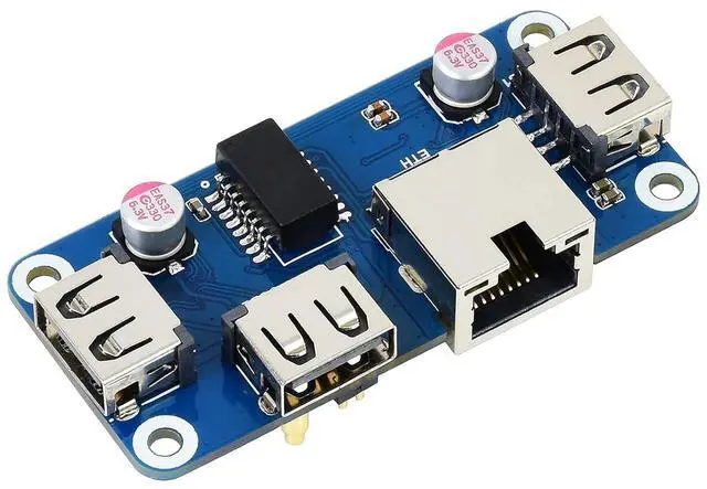 Main image of Ethernet/USB HUB HAT for Raspberry Pi 4 B/3 B+/3A+/2B/Zero/Zero W/Zero WH, with 1x RJ45 10/100M Ethernet Port, 3X USB 2.0 Ports Compatible with USB 2.0/1.1