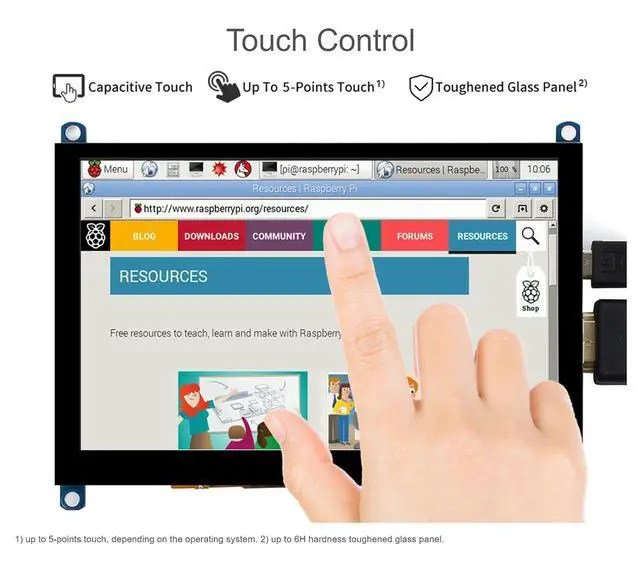 Alt view image 6 of 7 - 5 Inch HDMI LCD Screen 800x480 TFT Capacitive Touch Screen Display Monitor for Raspberry Pi 4B/3B+/A+/B/2B/B+/A+/Zero W Compatible with Windows 10/8.1/8/7