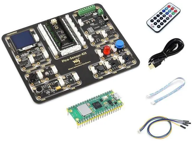 Main image of Sensor Kit for Raspberry Pi Pico W, Including Pico Expansion Board, and LED, Button, Buzzer, etc. 15 Common Modules, All-in-one Design, with Raspberry Pi Pico W