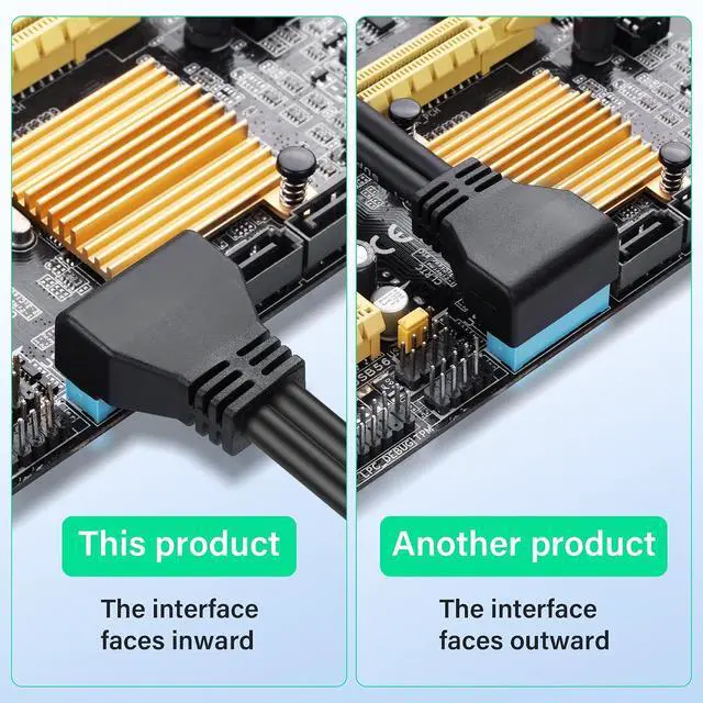Alt view image 3 of 6 - PC Motherboard USB 3.0 19-Pin Extension Cable (Model A) 5Gbps Male to Female Connector Compatible with Most Mainstream Motherboard Brands 11.8in/30cm