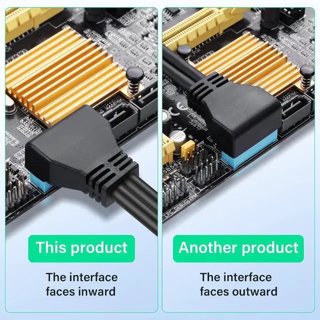 Alt view image 3 of 6 - PC Motherboard USB 3.0 19-Pin Extension Cable (Model B) 5Gbps Male to Female Connector Compatible with Most Mainstream Motherboard Brands 11.8in/30cm