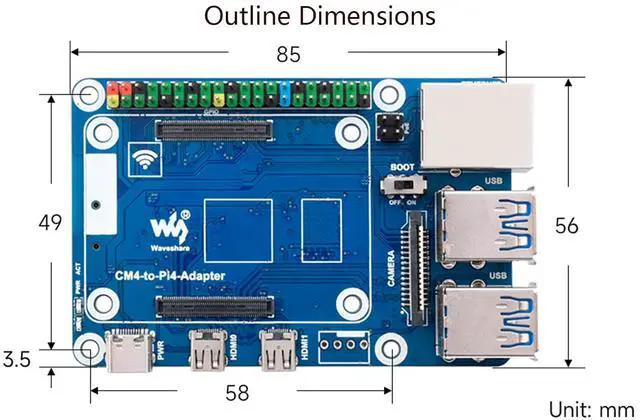 Alt view image 7 of 7 - Compute Module 4 to Raspberry Pi 4B Adapter, Based on Compute Module 4 to Reproduce Original Appearance of Pi 4, Alternative for Raspberry Pi 4B,Compatible with Pi 4B Series Hats