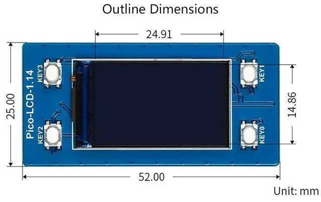 Alt view image 7 of 7 - 1.14inch LCD Display Module for Raspberry Pi Pico, 65K RGB Colors 240×135 Pixels IPS Screen SPI Interface