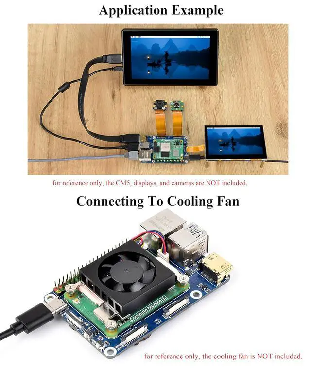 Alt view image 5 of 7 - Mini Base Board Compatible with Raspberry Pi Compute Module 5 Lite/eMMC Series, CM5 Base Board with Color-Coded 40PIN GPIO Header/PCIe/MIPI/HDMI/USB 3.2/USB 2.0 FFC/Gigabit Ethernet Interface,etc.