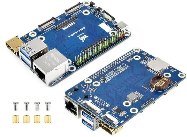Main image of Mini Base Board Compatible with Raspberry Pi Compute Module 5 Lite/eMMC Series, CM5 Base Board with Color-Coded 40PIN GPIO Header/PCIe/MIPI/HDMI/USB 3.2/USB 2.0 FFC/Gigabit Ethernet Interface,etc.