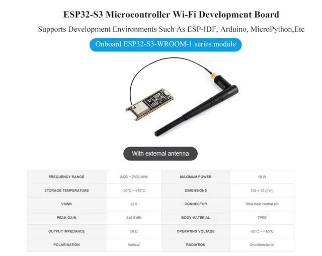 Alt view image 2 of 7 - ESP32-S3 Development Board N16R8 16MBFlash + 8MB PSRAM, 2.4GHz Wi-Fi and Bluetooth 5, 240MHz Dual Core Processor, ESP32-S3-WROOM Module, for AIoT Projects