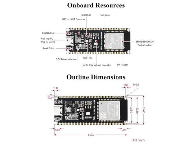 Alt view image 6 of 7 - ESP32-S3 Development Board N16R8 16MBFlash + 8MB PSRAM, 2.4GHz Wi-Fi and Bluetooth 5, 240MHz Dual Core Processor, ESP32-S3-WROOM Module, for AIoT Projects