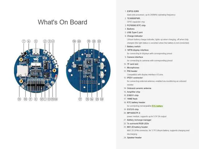 Alt view image 5 of 7 - ESP32-S3 AI Smart Speaker Development Board, Supports Dual-MIC Audio Capture, AI Speech Interaction, Surround RGB Lighting, External LCD Displays and Cameras, 2.4GHz Wi-Fi & BlE 5, etc.