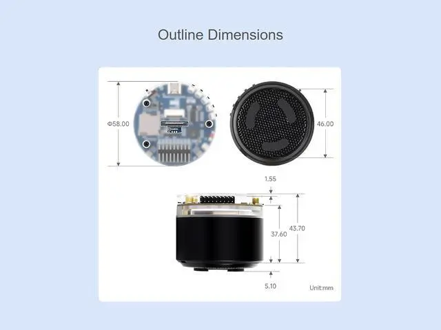 Alt view image 7 of 7 - ESP32-S3 AI Smart Speaker Development Board, Supports Dual-MIC Audio Capture, AI Speech Interaction, Surround RGB Lighting, External LCD Displays and Cameras, 2.4GHz Wi-Fi & BlE 5, etc.