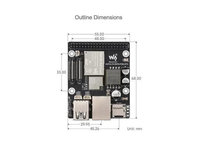 Alt view image 7 of 7 - ESP32-P4-WIFI6-POE-ETH Development Board Kit Based on ESP32-P4 and ESP32-C6, Integrated PoE Module, Supports Wi-Fi 6 and Bluetooth 5, with MIPI-CSI/DSI, USB OTG 2.0, Ethernet Port, etc.