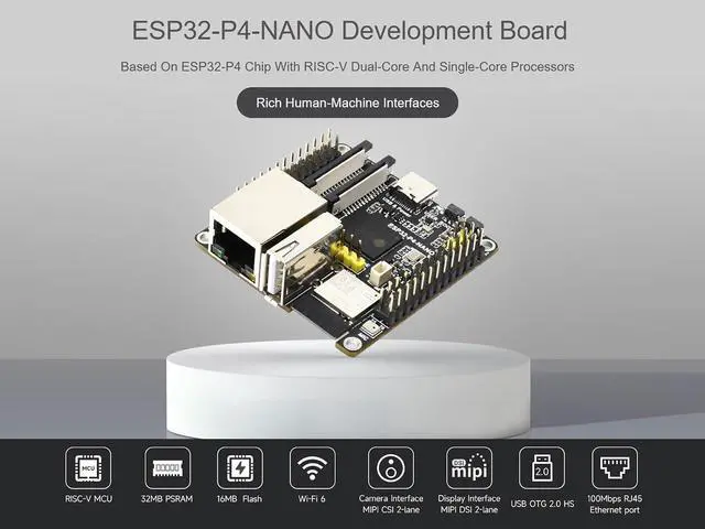 Alt view image 2 of 7 - ESP32-P4-NANO Development Board Based on ESP32-P4 Chip with RISC-V Dual-core and Single-core Processors, Onboard MIPI-CSI, MIPI-DSI, USB 2.0 OTG, ETH, SDIO 3.0 TF Card Slot, etc. Interfaces