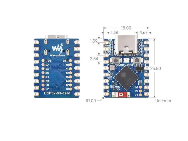 Alt view image 6 of 7 - ESP32-S3 Mini Development Board with Pre-soldered Header, Based on ESP32-S3FH4R2 Dual-Core Processor, 240MHz Running Frequency, Support 2.4GHz Wi-Fi (802.11 b/g/n) & Bluetooth 5
