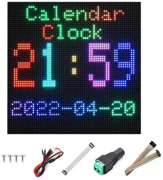 Main image of RGB Full-Color LED Matrix Panel 3mm Pitch 64×64 Pixels 4096 Individual RGB LEDs Adjustable Brightness Compatible with Raspberry Pi