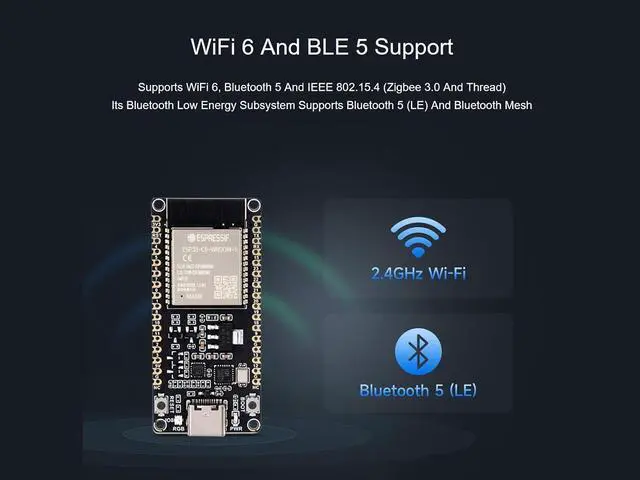 Alt view image 3 of 6 - ESP32-C6 RISC-V Microcontroller Development Board Integrated WiFi 6, Bluetooth 5 and IEEE 802.15.4 (Zigbee 3.0&Thread), Adopts ESP32-C6-WROOM-1-N8 Module, Support USB and UART Development