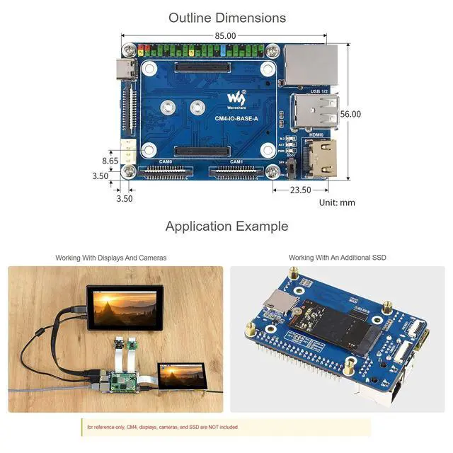 Alt view image 6 of 7 - Mini Base Board for Raspberry Pi Compute Module 4 Lite/EMMC Series Module, with Standard CM4 Socket and Color-Coded Raspberry Pi 40PIN GPIO Header, for Evaluating CM4 or Integrated into End Product
