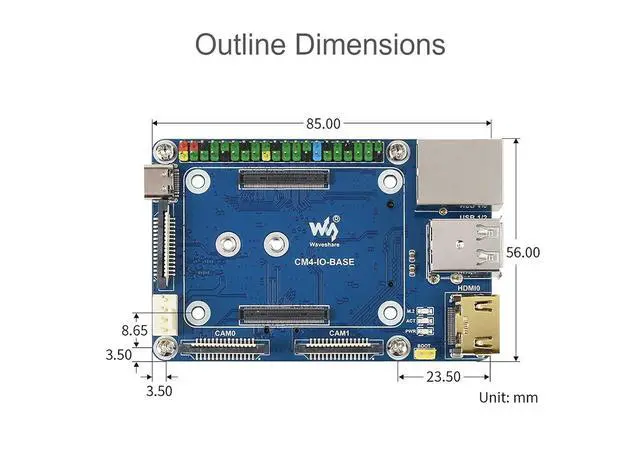 Alt view image 7 of 7 - Mini Base Board for Raspberry Pi Compute Module 4, with Standard CM4 Socket and Raspberry Pi 40 PIN GPIO Header, Onboard Multiple Connectors, Suitable For Compute Module 4 Lite/EMMC Series Module