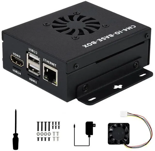 Main image of Mini-Computer Based on Raspberry Pi Compute Module 4 (NOT Included), CM4-IO-BASE-B (Full Ver.) Inside, Metal Case, with Cooling Fan, Onboard Connectors Including CSI/DSI/HDMI/USB/RJ45 etc.