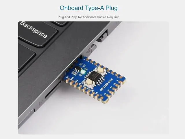 Alt view image 4 of 7 - RP2350-One 4MB Flash MCU Board Based on Raspberry Pi RP2350A Dual-core & Dual-Architecture Microcontroller Chip, Pico-Like MCU Board onboard PCB Type-A Plug, Support C/C++, MicroPython