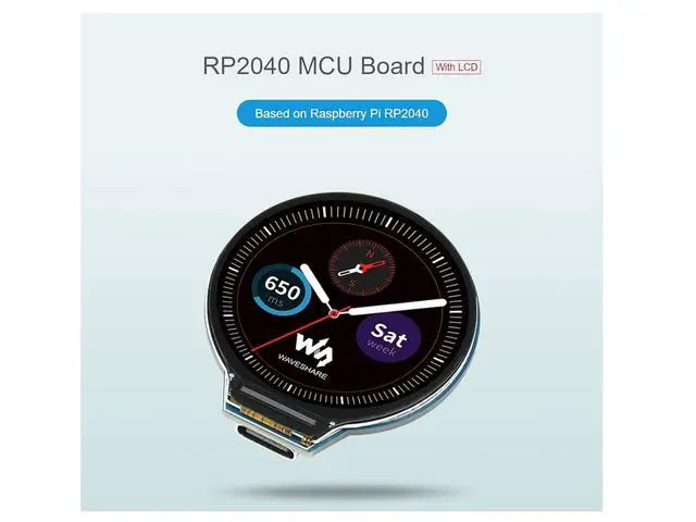 Alt view image 2 of 7 - RP2040 MCU Board with 1.28inch Round LCD 240×240 Pixels Colorful IPS Display, Based on Raspberry Pi RP2040, Dual-core Arm Processor, Onboard 6-axis IMU Sensor, USB-C Connector etc.