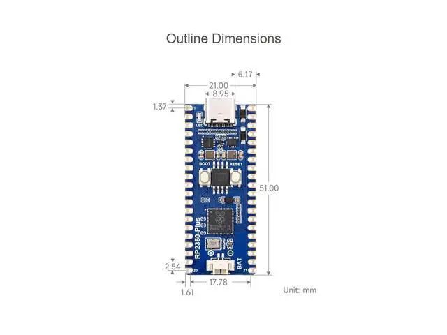 Alt view image 7 of 7 - RP2350 MCU Board Plus Pico 2 RP2350 Development Board Based on Raspberry Pi RP2350A Dual-core & Dual-Architecture Microcontroller Chip, 4MB of on-Board Flash Memory, Type-C Connector