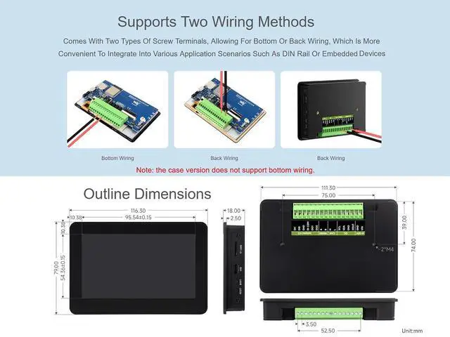 Alt view image 6 of 7 - ESP32-S3 4.3inch LCD Touch Screen Development Board onboard 800×480 65K RGB Screen 5-Point Touch Display with Case, Support 2.4GHz Wi-Fi & Bluetooth 5, 32-Bit LX7 Dual-Core Processor