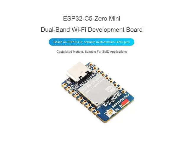 Alt view image 2 of 7 - ESP32-C5 Mini Development Board Equipped with Multi-Protocol 32-bit RISC-V MCU, Supports 5GHz and 2.4GHz Dual-Band Wi-Fi 6, Bluetooth 5 (LE), and IEEE 802.15.4 (Zigbee 3.0 and Thread)