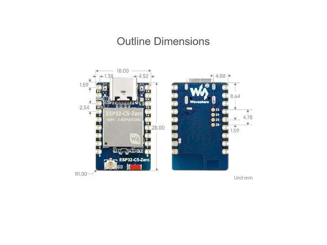 Alt view image 7 of 7 - ESP32-C5 Mini Development Board Equipped with Multi-Protocol 32-bit RISC-V MCU, Supports 5GHz and 2.4GHz Dual-Band Wi-Fi 6, Bluetooth 5 (LE), and IEEE 802.15.4 (Zigbee 3.0 and Thread)