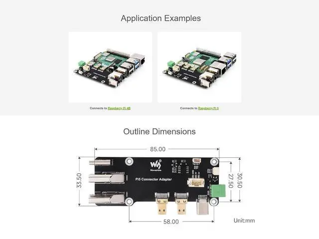 Alt view image 7 of 7 - Micro HDMI to HDMI Adapter Board for Raspberry Pi 5 / 4B, Converts Micro HDMI to HDMI Female Ports, Supports Dual 4K Outputs, Two Power Supply Methods
