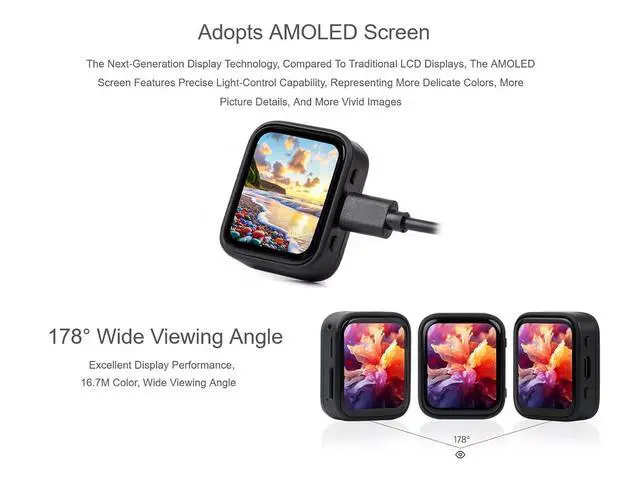 Alt view image 4 of 7 - RP2350 1.8inch AMOLED Touch Display Development Board, 368×448 Pixels, 16.7M Color, Dual-core & Dual-Architecture Design, Support Audio Playback and Audio Input, Type-C Connector