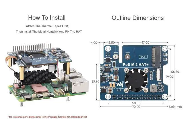 Alt view image 7 of 7 - POE M.2 HAT+ Expansion Board Combines Power Over Ethernet POE HAT and PCIe to M.2 Adapter for Raspberry Pi 5, Support IEEE 802.3af/at Network Standard and M.2 NVME Hard Drives of 2230/2242 Size