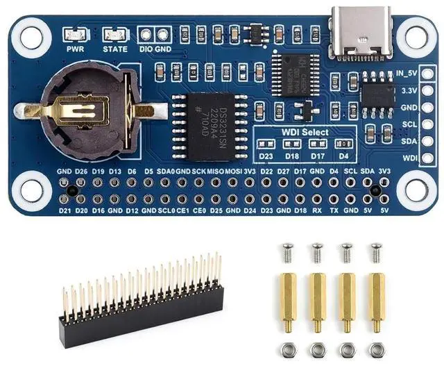 Main image of RTC WatchDog HAT for Raspberry Pi 4B/3B+/3B/2B/Zero W/Zero WH/Zero 2W /Jetson Nano, Onboard DS3231SN High Precision RTC Chip, Real Time Clock, Watchdog, Auto Reset Monitoring, All in One Module