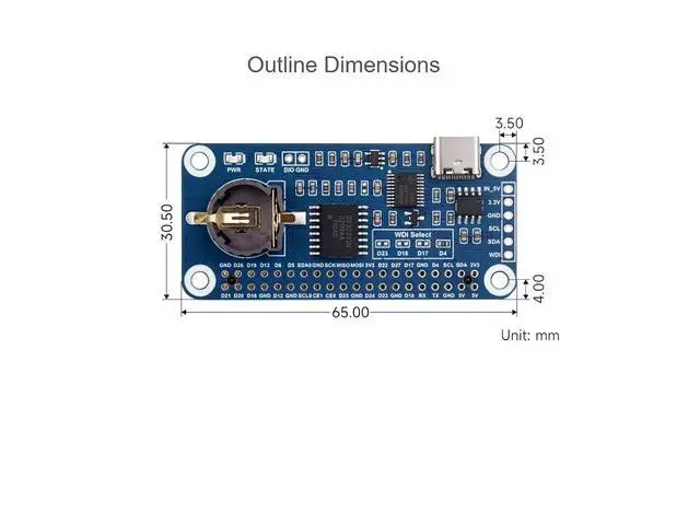 Alt view image 7 of 7 - RTC WatchDog HAT for Raspberry Pi 4B/3B+/3B/2B/Zero W/Zero WH/Zero 2W /Jetson Nano, Onboard DS3231SN High Precision RTC Chip, Real Time Clock, Watchdog, Auto Reset Monitoring, All in One Module