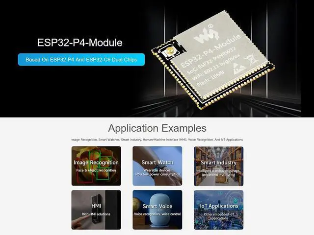 Alt view image 2 of 5 - ESP32-P4-Module High-Performance Development Board, Based on ESP32-P4 Chip with RISC-V Dual-core and Single-core Processors, Integrated ESP32-C6 Chip, Supports 2.4GHz Wi-Fi and Bluetooth 5.3