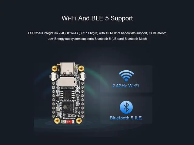 Alt view image 4 of 7 - ESP32-S3 1.47inch LCD Display Development Board, 172×320 262K Color Display, Onboard TF Card Slot, 6-Axis IMU, etc. Built-in RGB LED, Support 2.4GHz Wi-Fi and Bluetooth 5 (with Pinheader)