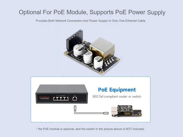 Alt view image 5 of 7 - ESP32-S3 Ethernet Dev Board onboard 10/100Mbps RJ45 ETH Port, Camera Interface, USB Type-C Port, TF Card Slot and PoE Module Header, Wi-Fi & Bluetooth Support, 240MHz Dual Core Processor