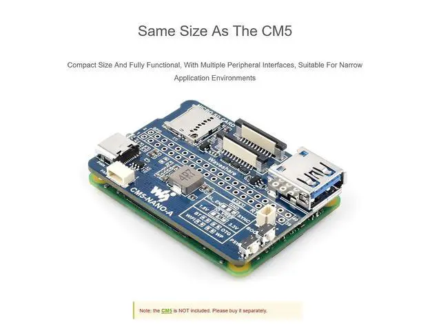 Alt view image 3 of 7 - Base Board for Raspberry Pi Compute Module 5 Lite/eMMC Series Module, Same Size as CM5, with Multiple Peripheral Interfaces, Suitable for Evaluating CM5 or Being Integrated into End Products