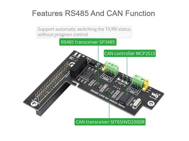Alt view image 4 of 7 - RS485 CAN Expansion Board for Jetson Nano, Onboard CAN Controller MCP2515 and RS485 Transceiver SP3485, Digital Isolation Circuit Design, Built-in Protection Circuit, Safer Communication